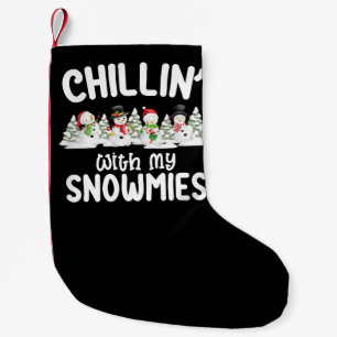 Meia De Natal Pequena Relaxando com Meu Boneco de Neve do Natal Snowmies