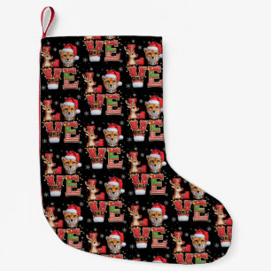 Meia De Natal Pequena Rena ELF Chapéu do Papai Noel Amor Guepardo Animal