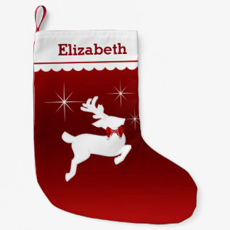 Meia De Natal Pequena Rena mágica do vôo personalizada (vermelho)