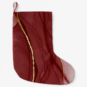 Meia De Natal Pequena Resin art, dark red marsala abstract background. E