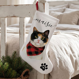 Meia De Natal Pequena Retrato Monograma de Gato Cachorro Pet Personaliza