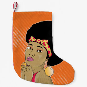 Meia De Natal Pequena Retrato Retro da Mulher Negra