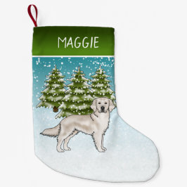 Meia De Natal Pequena Retriever Dourado Creme Natal Azul Nome Personaliz