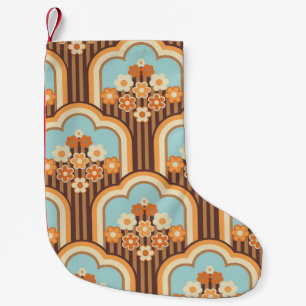 Meia De Natal Pequena Retro Floral: 70s Revival de Papel de Carteira