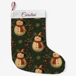Meia De Natal Pequena Retro Vintage Fofo Papai Noel Homem de Neve