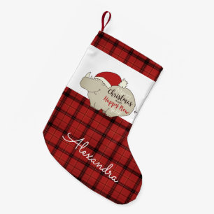 Meia De Natal Pequena Rinoceronte Santa Fofo