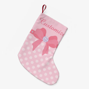 Meia De Natal Pequena Rosa feito sob encomenda arco pontilhado &
