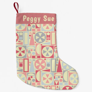 Meia De Natal Pequena Rosa moderno do Midcentury retro geométrico dos
