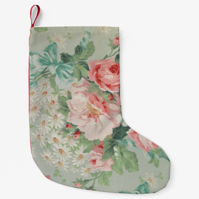 Meia De Natal Pequena rosas e Tecidos britânicos de 1890 (Frente)