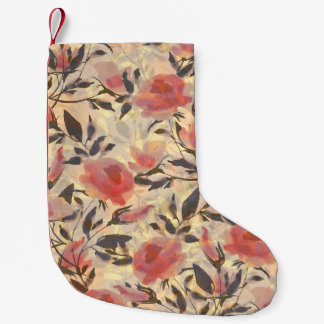 Meia De Natal Pequena rosas selvagens primavera: padrão de aquarelas.