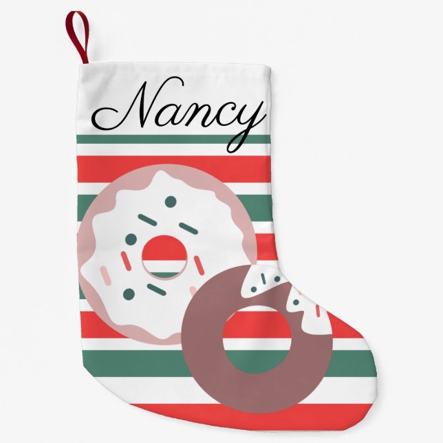 Meia De Natal Pequena Rosquinhas de Natal modernos salpicam (Frente)