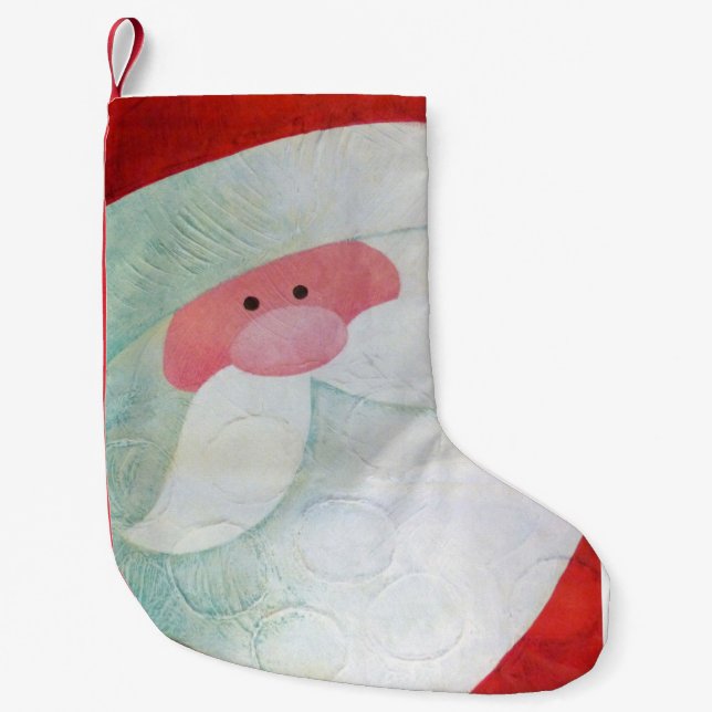 Meia De Natal Pequena Rosto de Papai Noel (Frente)