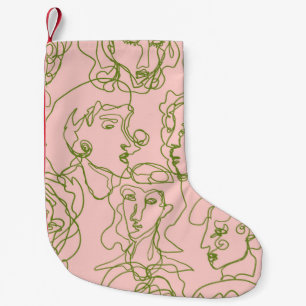 Meia De Natal Pequena Rostos femininos abstrato contemporâneos. Minimal