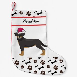 Meia De Natal Pequena Rottweiler Cachorro Natal Com Nome De Cão Persona