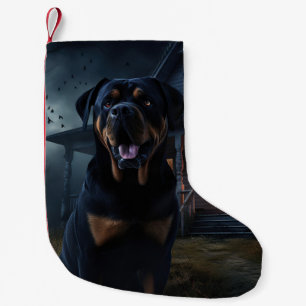 Meia De Natal Pequena Rottweiler Halloween Scary