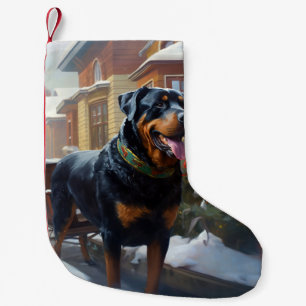 Meia De Natal Pequena Rottweiler Natal Festivo