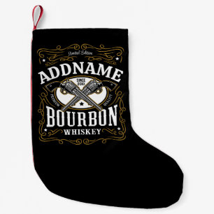 Meia De Natal Pequena Rótulo Whiskey do Bourbon Vintage Personalizado