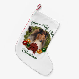 Meia De Natal Pequena Rough Collie Christmas