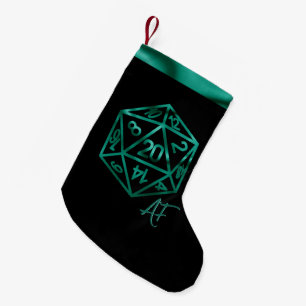 Meia De Natal Pequena RPG Crit AF Emerald Fantasy Tabletop Gamer Dice