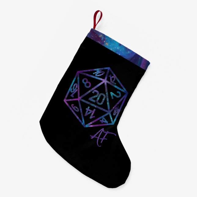Meia De Natal Pequena RPG Crit AF | Nebula Fantasy Tabletop Gamer Dice (Frente (Pendurada))