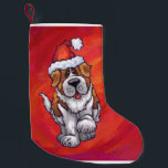 Meia De Natal Pequena Rua, Bernard Natal Em Vermelho<br><div class="desc">Parada Animal Santo Festivo Bernard Dog em Santa Hat em presentes e suprimentos de Natal Vermelho apresentam nossa arte original de uma Rua branca e marrom giro. O cão Bernard decaiu para as férias com um chapéu vermelho brilhante na cabeça em um fundo vermelho texturizado. Em muitos produtos, uma coroa...</div>
