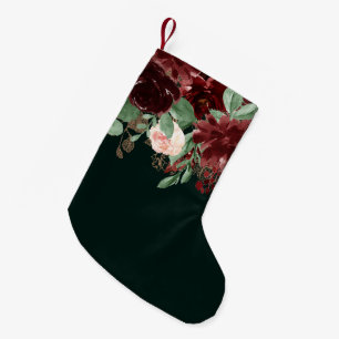 Meia De Natal Pequena Rustic Bloom Terracotta e Marsala Red Buquê