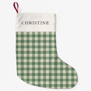 Meia De Natal Pequena Rustic Green Gingham Moderno Natal
