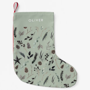 Meia De Natal Pequena Sage green moderna scandi elegante guião Natal