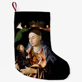 Meia De Natal Pequena Salgando Madonna e Cristo