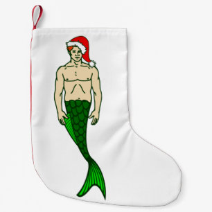 Meia De Natal Pequena santa claus redhead merman natal sermaid