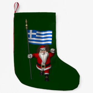 Meia De Natal Pequena Santa Claus Visitando Grécia