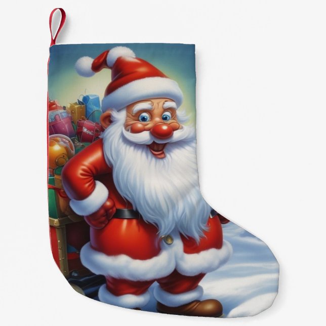 Meia De Natal Pequena Santa Clause Feliz Feliz ano novo de Natal (Frente)