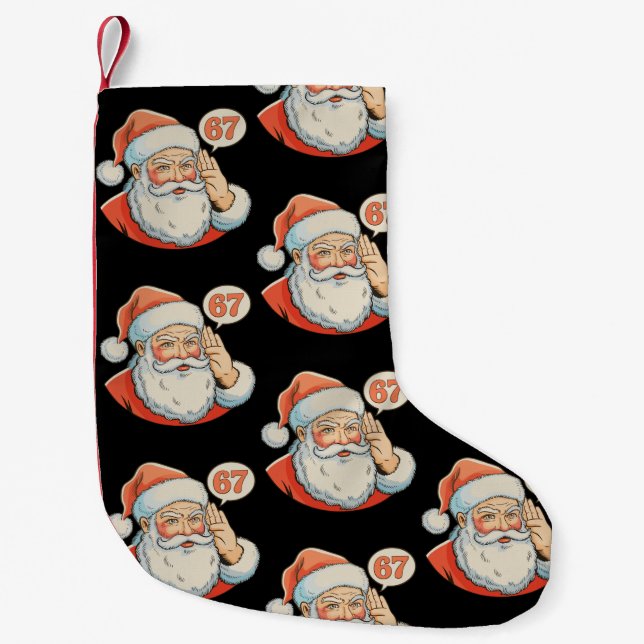 Meia De Natal Pequena Santa Six Seven 6 7 67 Christmas Funny Xmas Meme (Frente)