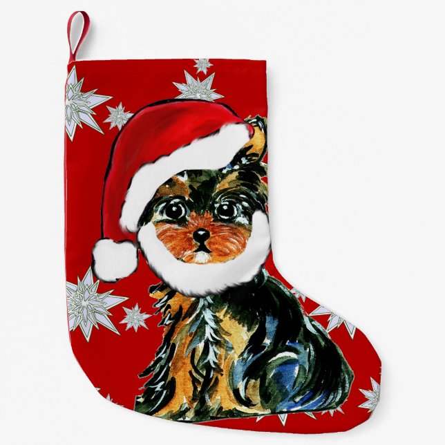 MEIA DE NATAL PEQUENA SANTA YORKIE POO (Frente)