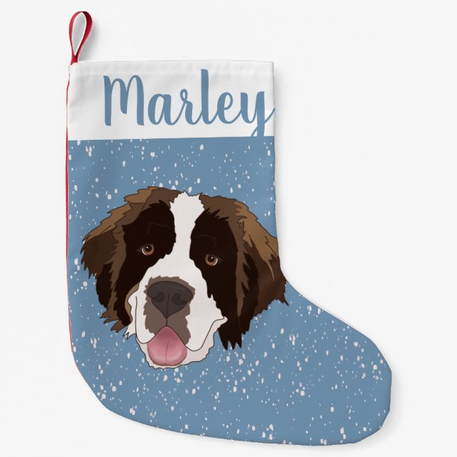 Meia De Natal Pequena Santo personalizável Bernard (Frente)