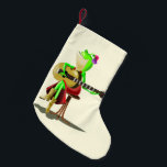 Meia De Natal Pequena Sapo de Natal com Violão - Divertido<br><div class="desc">Sapo com pintura de violão MIGNED</div>