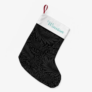Meia De Natal Pequena Script de Teto Floral Preto do Nome de Pet Persona
