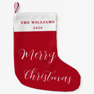 Meia De Natal Pequena Script Mínimo Vermelho de Feliz Natal Moderno