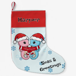 Meia De Natal Pequena Seahorse Couple Personalized Christmas Stocking