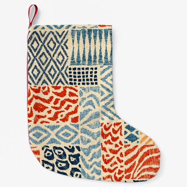 Meia De Natal Pequena Seamless patchwork pattern. A collection of hand-d (Frente)