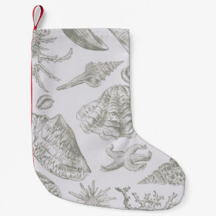 Meia De Natal Pequena Seashell Art Pattern Vintage Impressão Shore