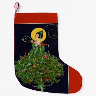 MEIA DE NATAL PEQUENA SENHORA COM NATAL PRESTA A FASHION DE BELEZA ART D