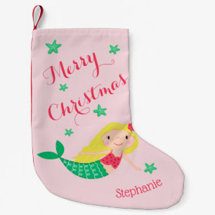 Meia De Natal Pequena Sereia Festa Personalizada Nome Fofo