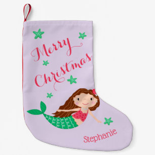 Meia De Natal Pequena Sereia Natal Personalizado Roxo