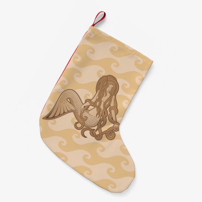 Meia De Natal Pequena Sereia Sentada (Frente (Pendurada))