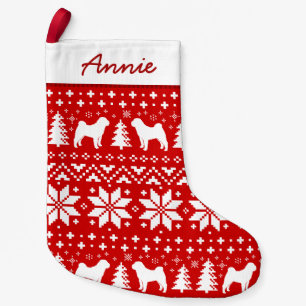 Meia De Natal Pequena Shar-Pei Chinês Silhouettes Pattern Dog Lover's