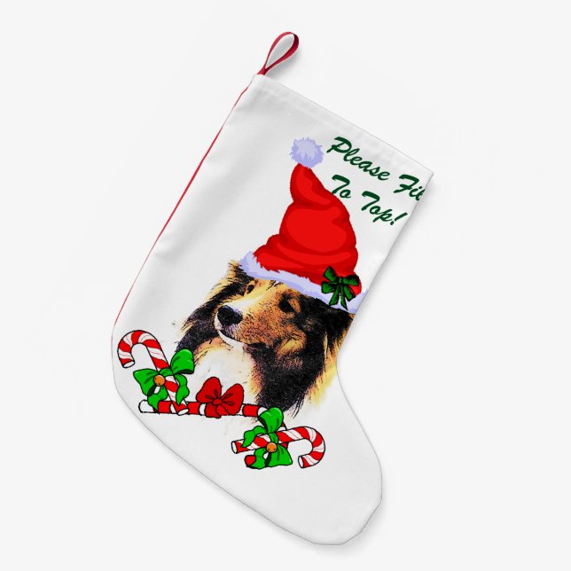 Meia De Natal Pequena Shetland Sheepdog Natal (Frente (Pendurada))