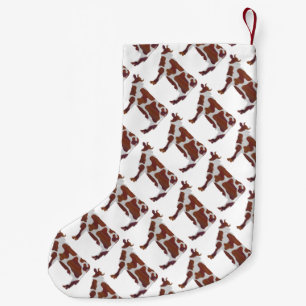 Meia De Natal Pequena Silhueta branca e castanha