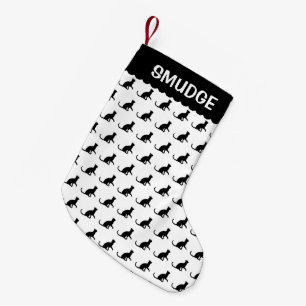 Meia De Natal Pequena Silhuette de Gato Preto Personalizado