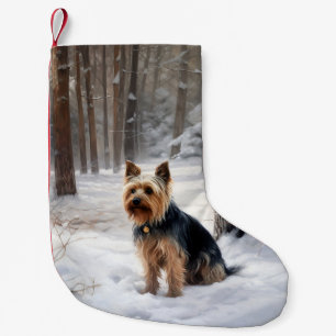 Meia De Natal Pequena Silky Terrier Deixe Nevar Natal 